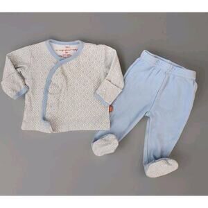 Magnificent Baby Magnetic Me Blue Geometric Cotton 2pc Pajama Set Size 3Month-E5